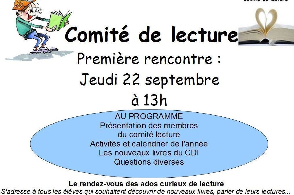 Comité lecture – 1ère rencontre jeudi 22 septembre